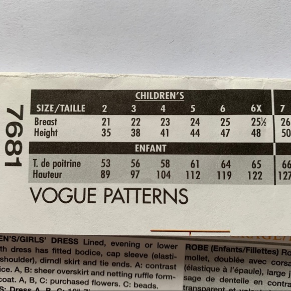 New Vogue Girls Dress Pattern Size 6, 7, 8 - Picture 3 of 4